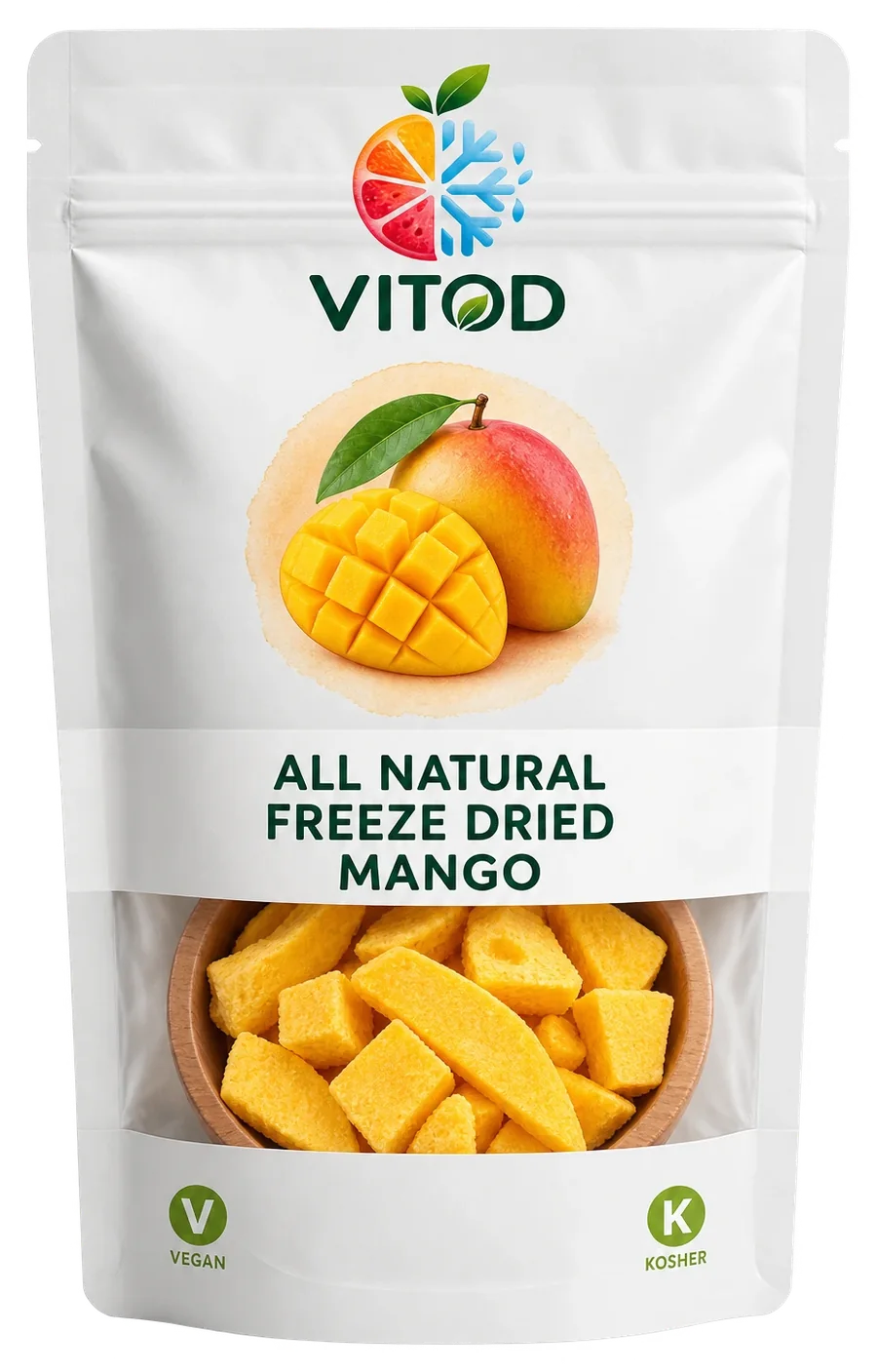 Freeze-dried mango pieces